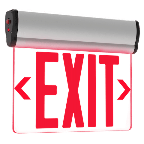 Curva 2 Universal Edge-Lit Exit Sign brushed aluminum red LEDs